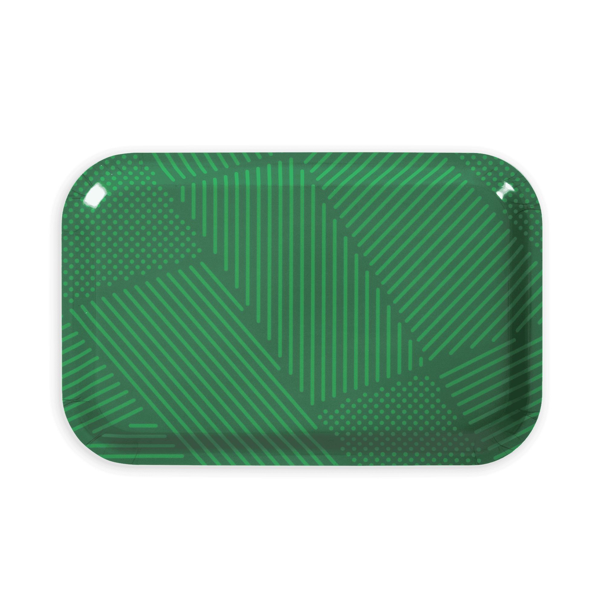 träbricka med grönt mönster