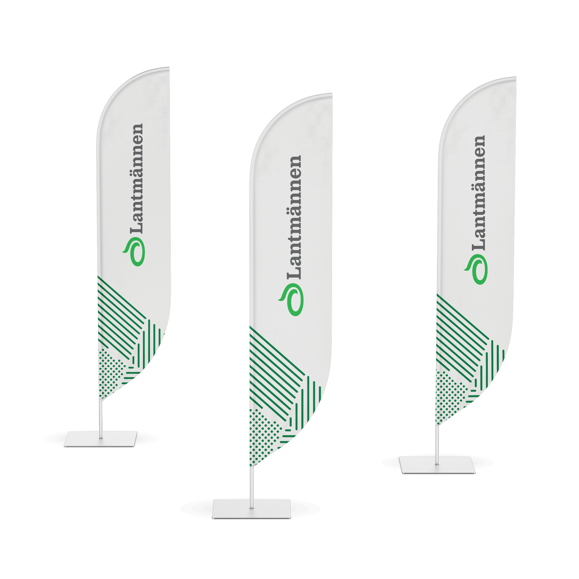 beach flag med lantmännen logga och mönster