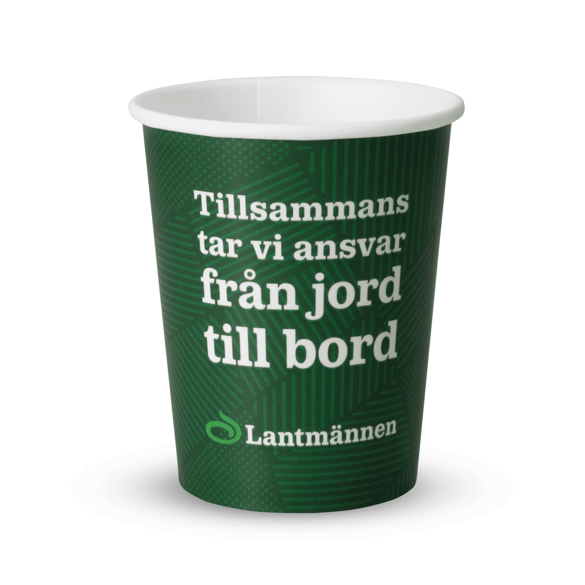 pappersmugg med lantmännen logga och text