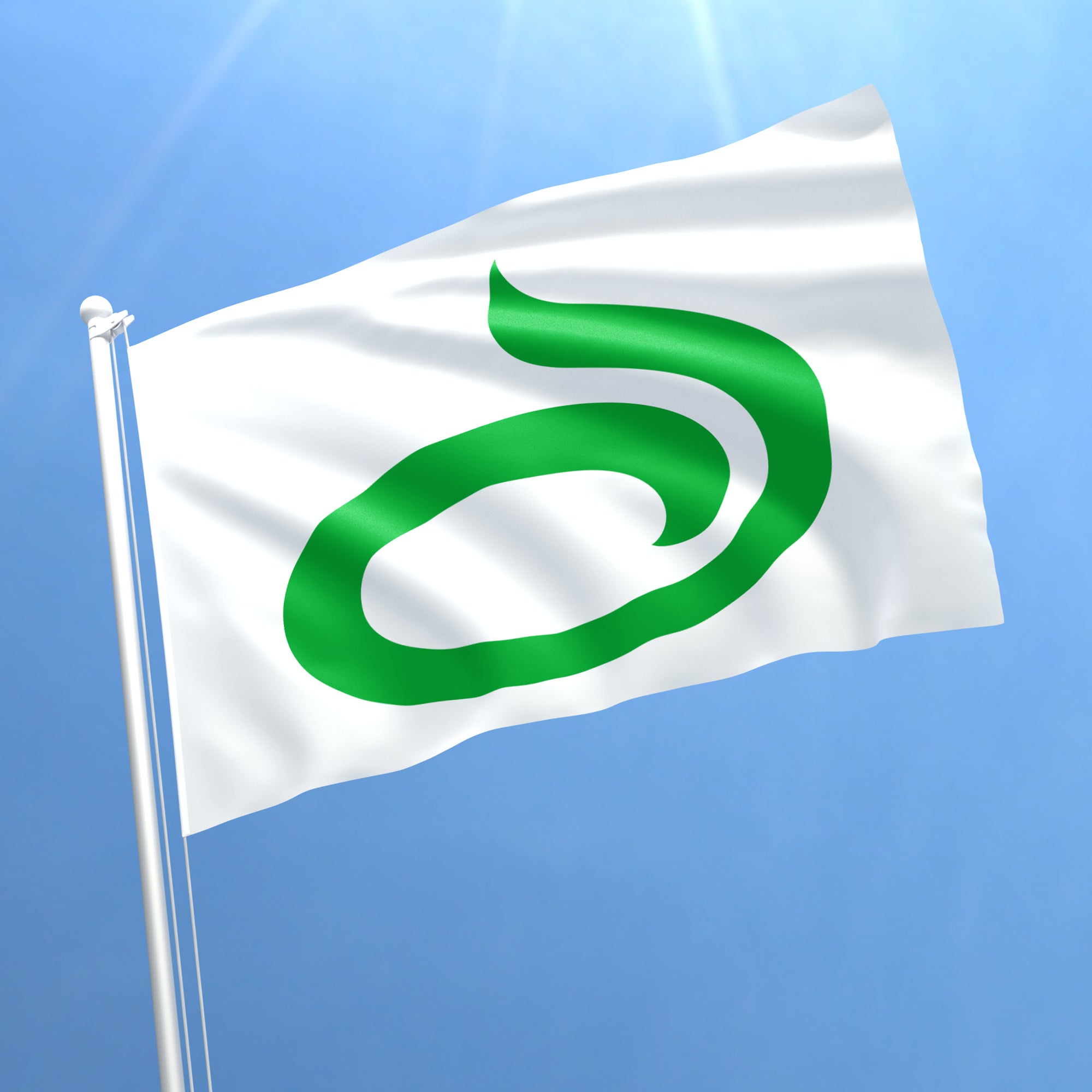 vit lantmännen flagga med grön grodd