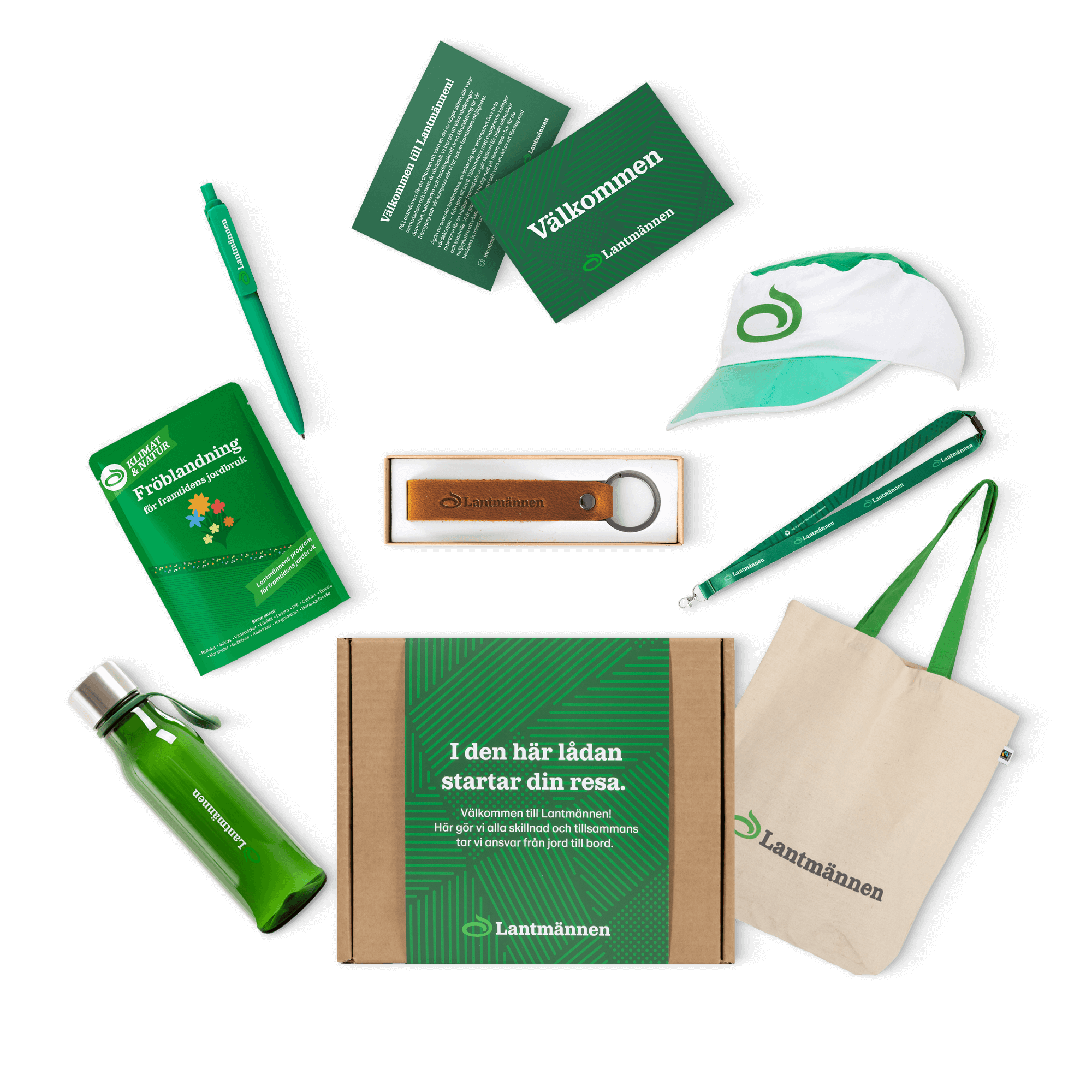 välkomstkit med lantmännen logga och produkter