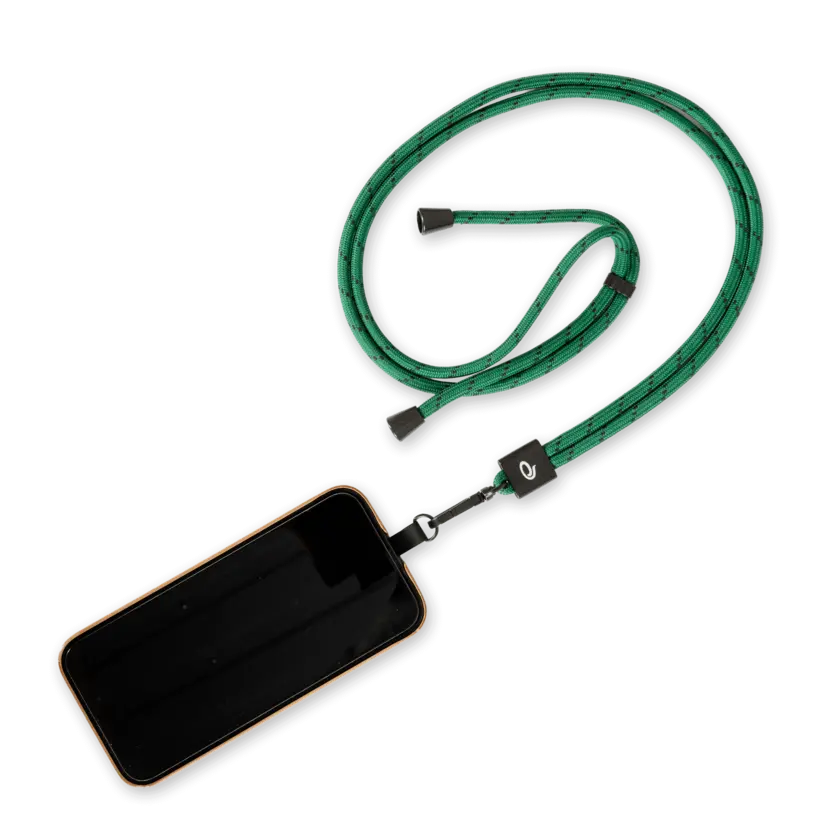 green phone strap with phone